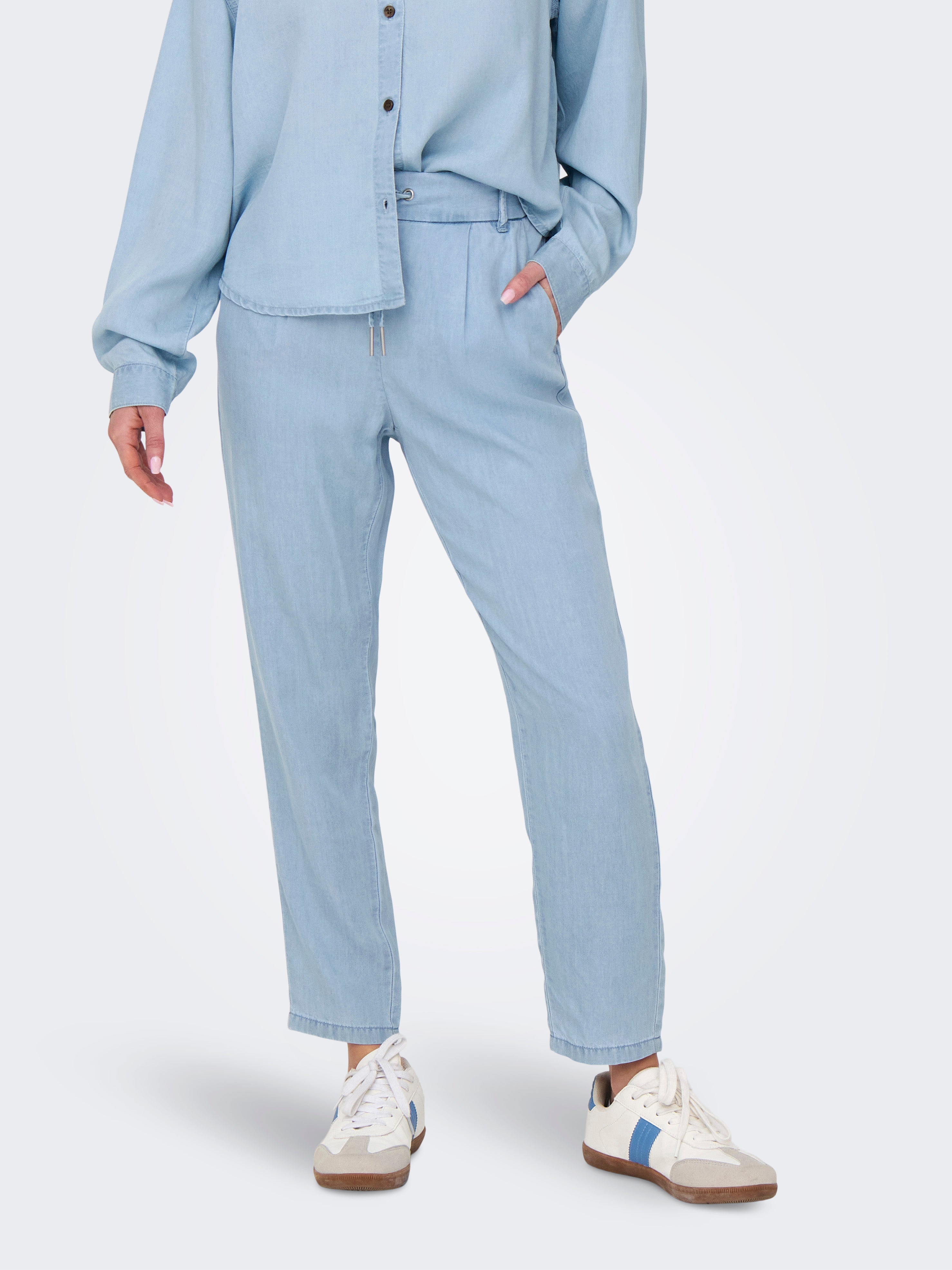 ONLPOPTRASH Straight Fit Trousers Light Blue Denim