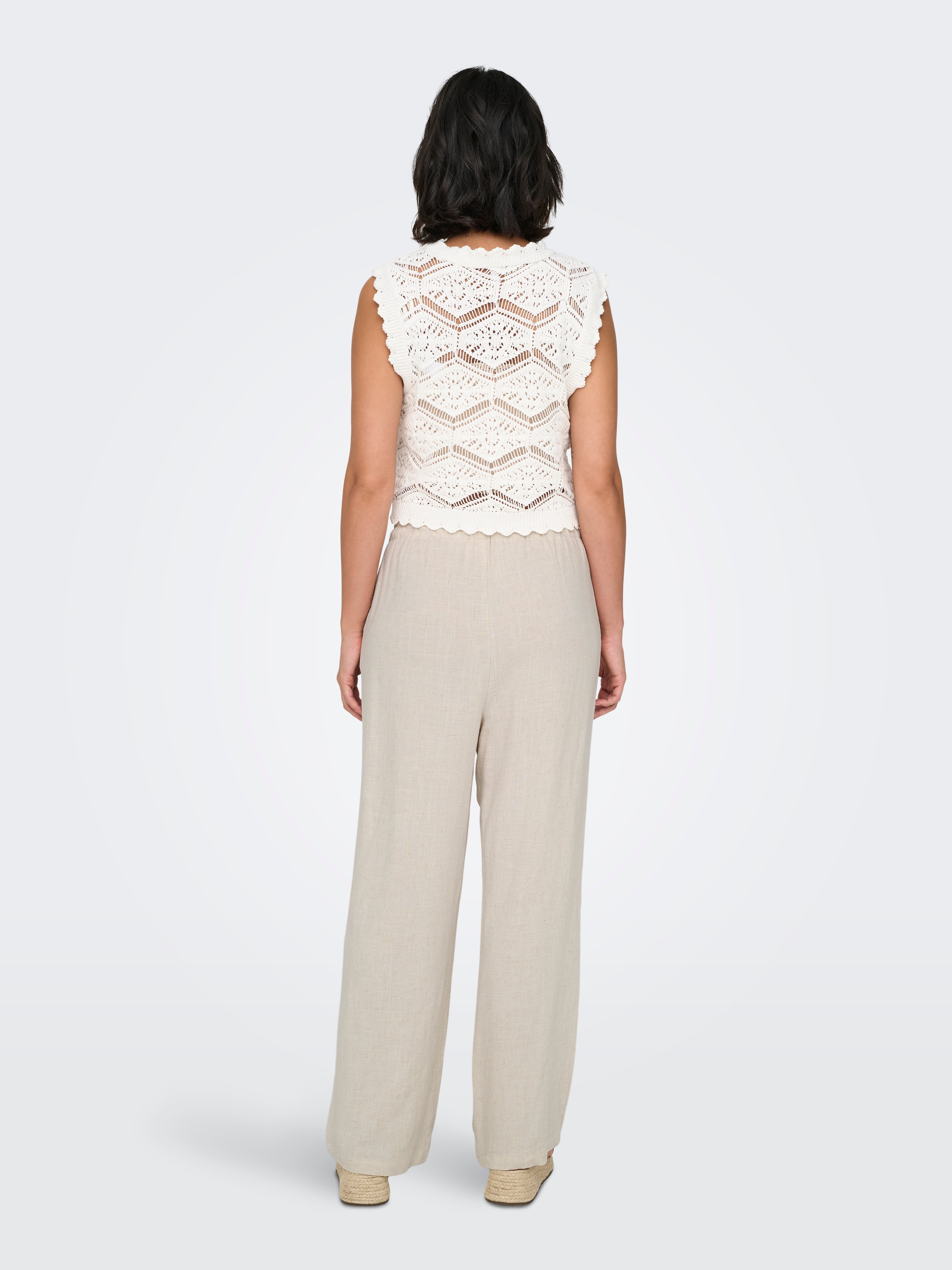 ONLSIESTA Straight Fit Linen Trousers Moonbeam