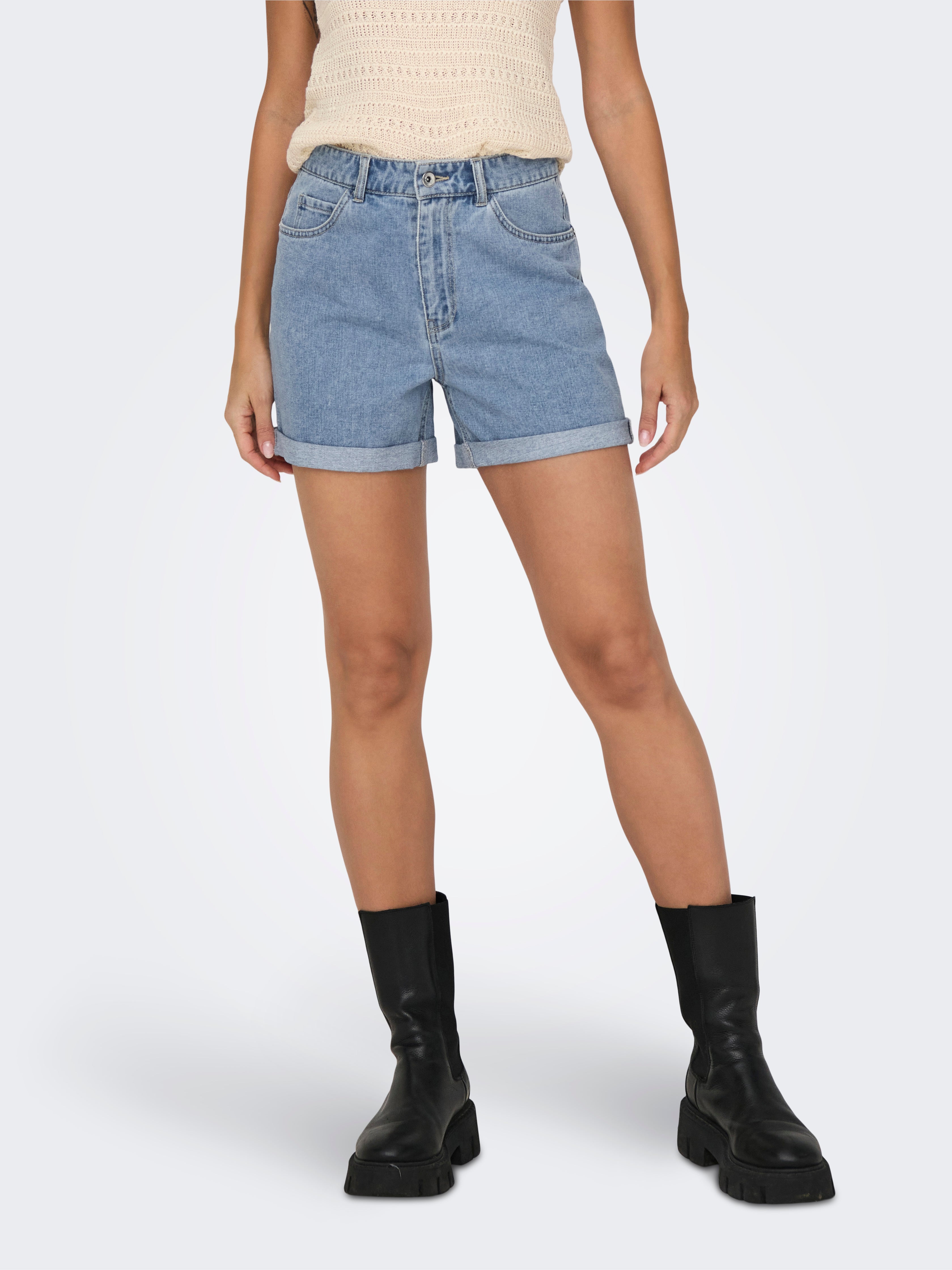 ONLVEGA High waist Regular Fit Shorts Light Blue Denim