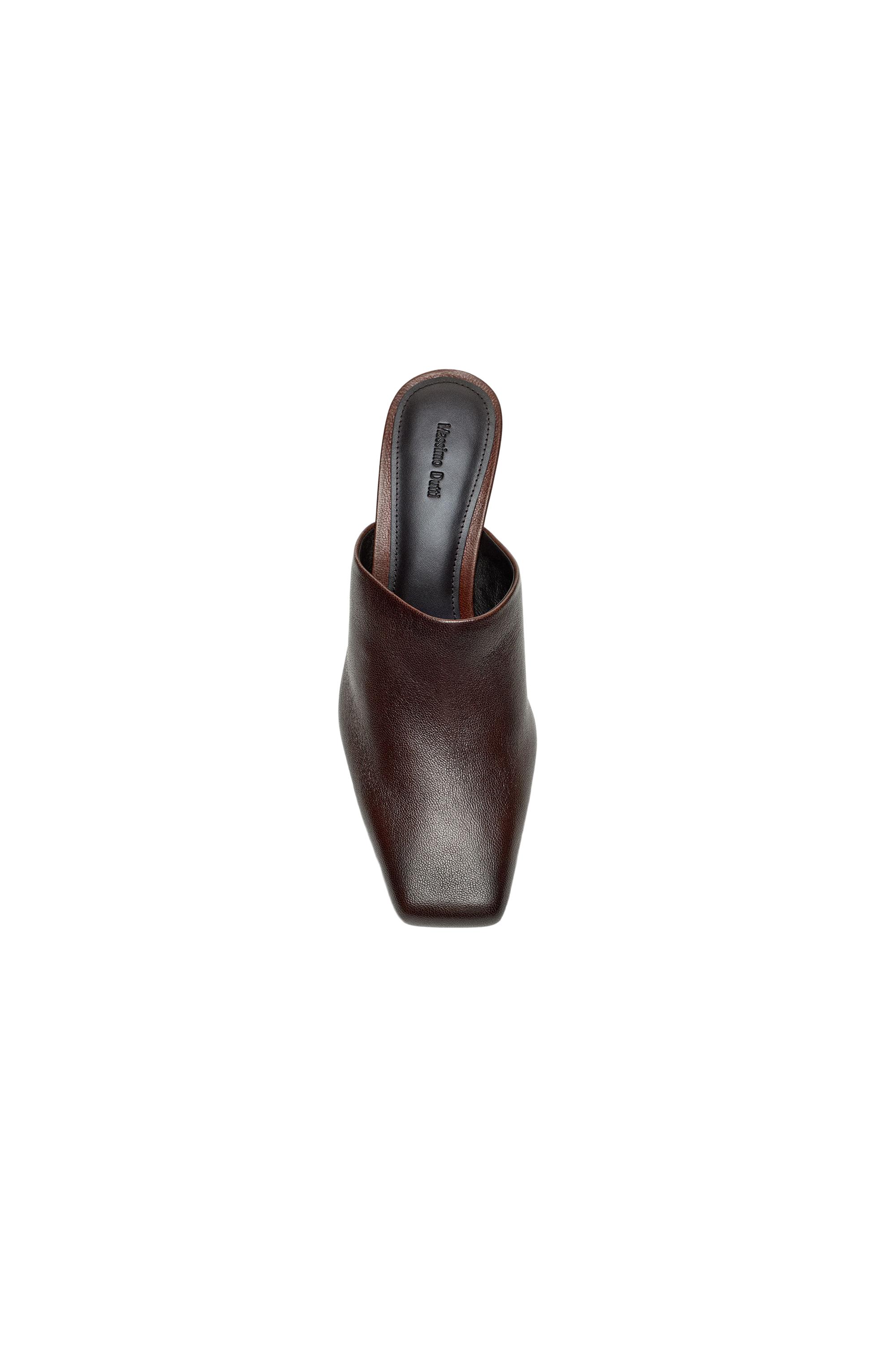 Slingback leather heel shoe - BURGUNDY