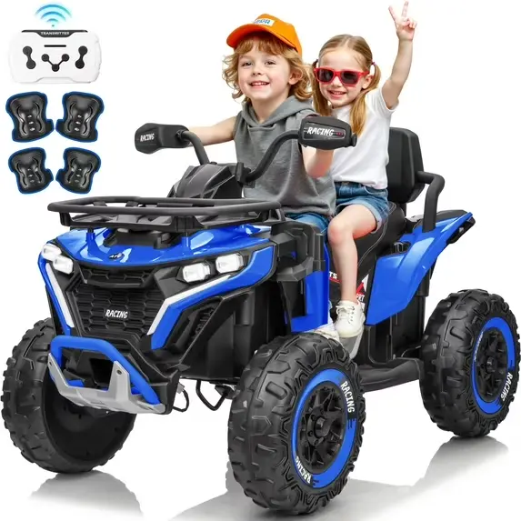JOYRACER 24V Ride on ATV for Kids with Leather Seat & Bluetooth