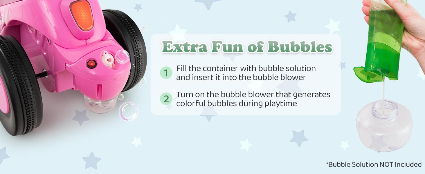 Costzon 6V Battery-Powered 3-Wheel Electric Bubble Trike - Toddler Motorcycle, Ride-On Bike, Tricycle for Toddlers with Bubble Maker, Music, LED Headlight, Forward-Backward Function, Outdoor Toy Gift