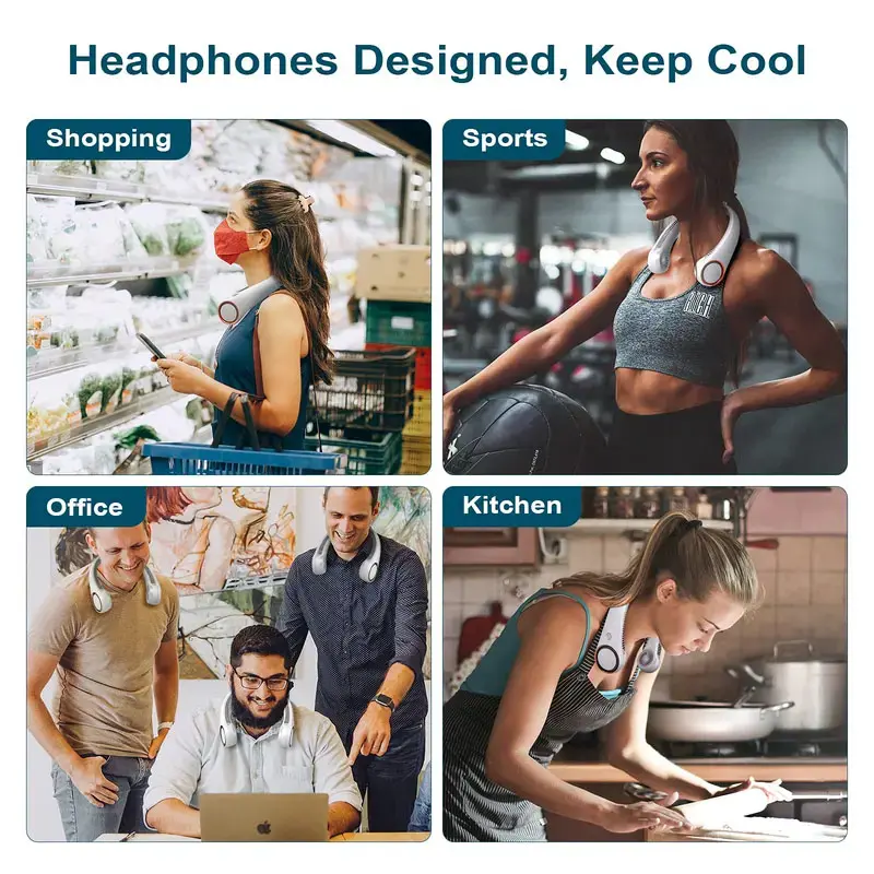PQRQP Hands-Free Bladeless Neck Fan with 8-Hour Battery