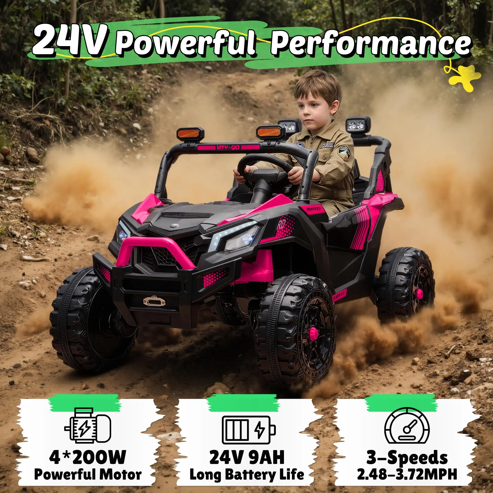 JOYRACER 24V Kids Ride-On UTV with Remote Control and Bluetooth