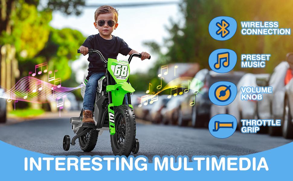 #summerfinds LIGIANT S6 12V Kids Motorcycle, 2x25W Ride on Motorbike with Wireless Connection & Self-Control Throttle Grip, Perfect Christmas Gift for Kids Aged 3-8#Summervibes Childrens Mountain Bike Childrens Bicycle