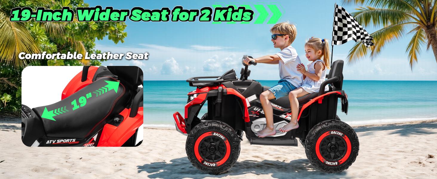 JOYRACER 24V 4WD Ride on ATV for Kids with Music, 800W with 2 XL Seater for Toddlers, EVA Tires Battery Powered Car, Remote Control, Knee Pad, Bluetooth, Toys Car for Big Kids, Perfect Gift for Boys and Girls Aged 3-8