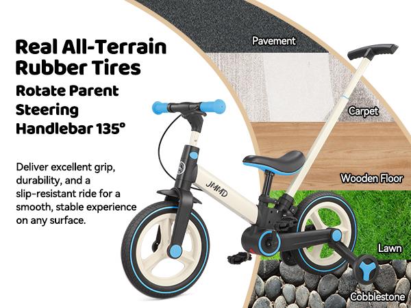 JMMD Durable 6-in-1 Multi-Functional Toddler 3-Wheel Balance Bike for 18-60M Unisex Babies, Kids Outdoor Play Toy with Training Wheels, Pedals, Push Handle, Brakes, Kickstand, Child Powered Pedal-Powered Bike, Christmas & First Birthday Gift, Child Powere JMMD Durable 6-in-1 Multi-Functional Toddler 3-Wheel Balance Bike for 18-60M Unisex Babies, Kids Outdoor Play Toy with Training Wheels, Pedals, Push Handle, Brakes, Kickstand, Child Powered Pedal-Powered Bike, Christmas & First Birthday Gift, Child Powere