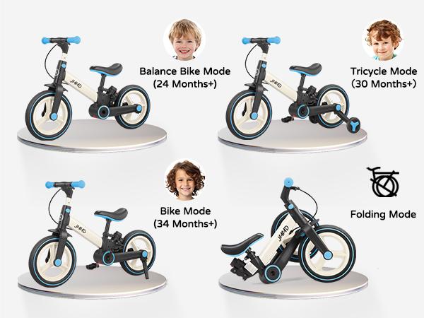 JMMD Durable 6-in-1 Multi-Functional Toddler 3-Wheel Balance Bike for 18-60M Unisex Babies, Kids Outdoor Play Toy with Training Wheels, Pedals, Push Handle, Brakes, Kickstand, Child Powered Pedal-Powered Bike, Christmas & First Birthday Gift, Child Powere JMMD Durable 6-in-1 Multi-Functional Toddler 3-Wheel Balance Bike for 18-60M Unisex Babies, Kids Outdoor Play Toy with Training Wheels, Pedals, Push Handle, Brakes, Kickstand, Child Powered Pedal-Powered Bike, Christmas & First Birthday Gift, Child Powere