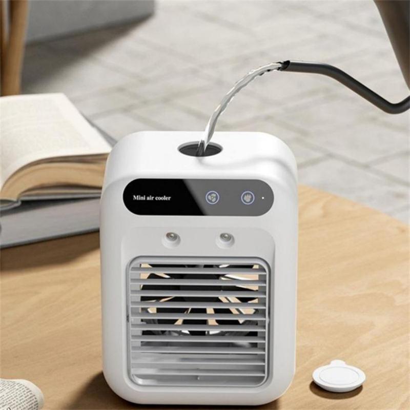 BougeRV Portable Air Cooler Fan, 3-in-1 Rechargeable Fan with 2 Mist Speeds and Powerful Wind, Mini Multifunctional Cooling Fan for Bedroom, Office, Camping