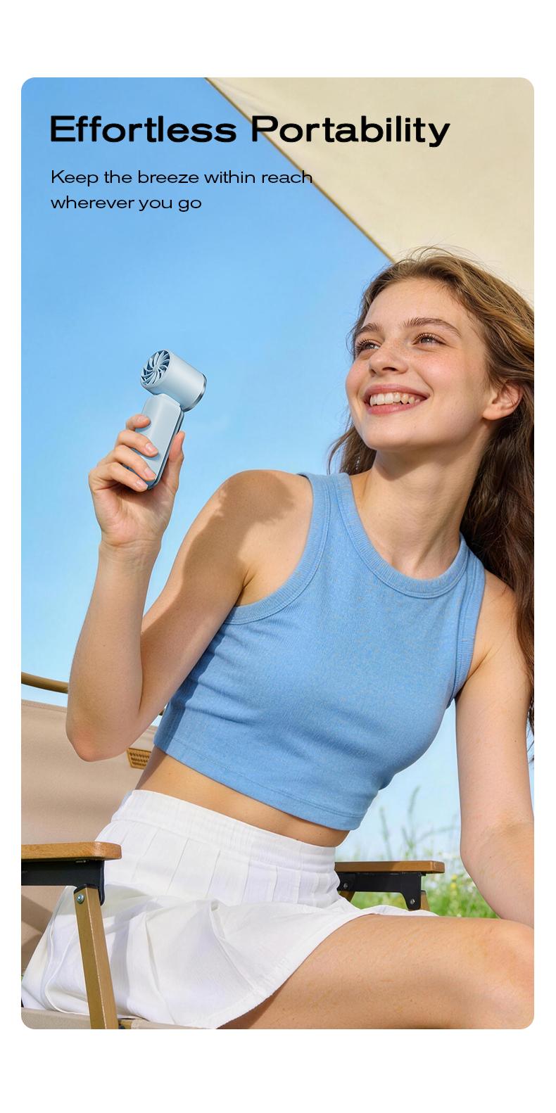 New-MAGIC JOHN Mini Handheld Cooling Fan – 199-Speed Precision Control, Ice-Cooling Function, LED Display, Pocket-Size Portable Fan for Travel, Summer, Concerts & Commuting