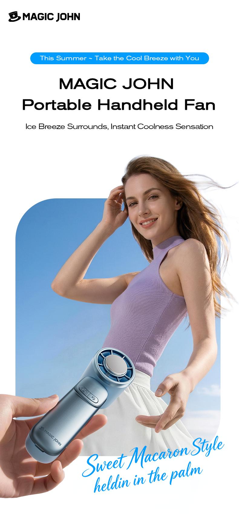 New-MAGIC JOHN Mini Handheld Cooling Fan – 199-Speed Precision Control, Ice-Cooling Function, LED Display, Pocket-Size Portable Fan for Travel, Summer, Concerts & Commuting