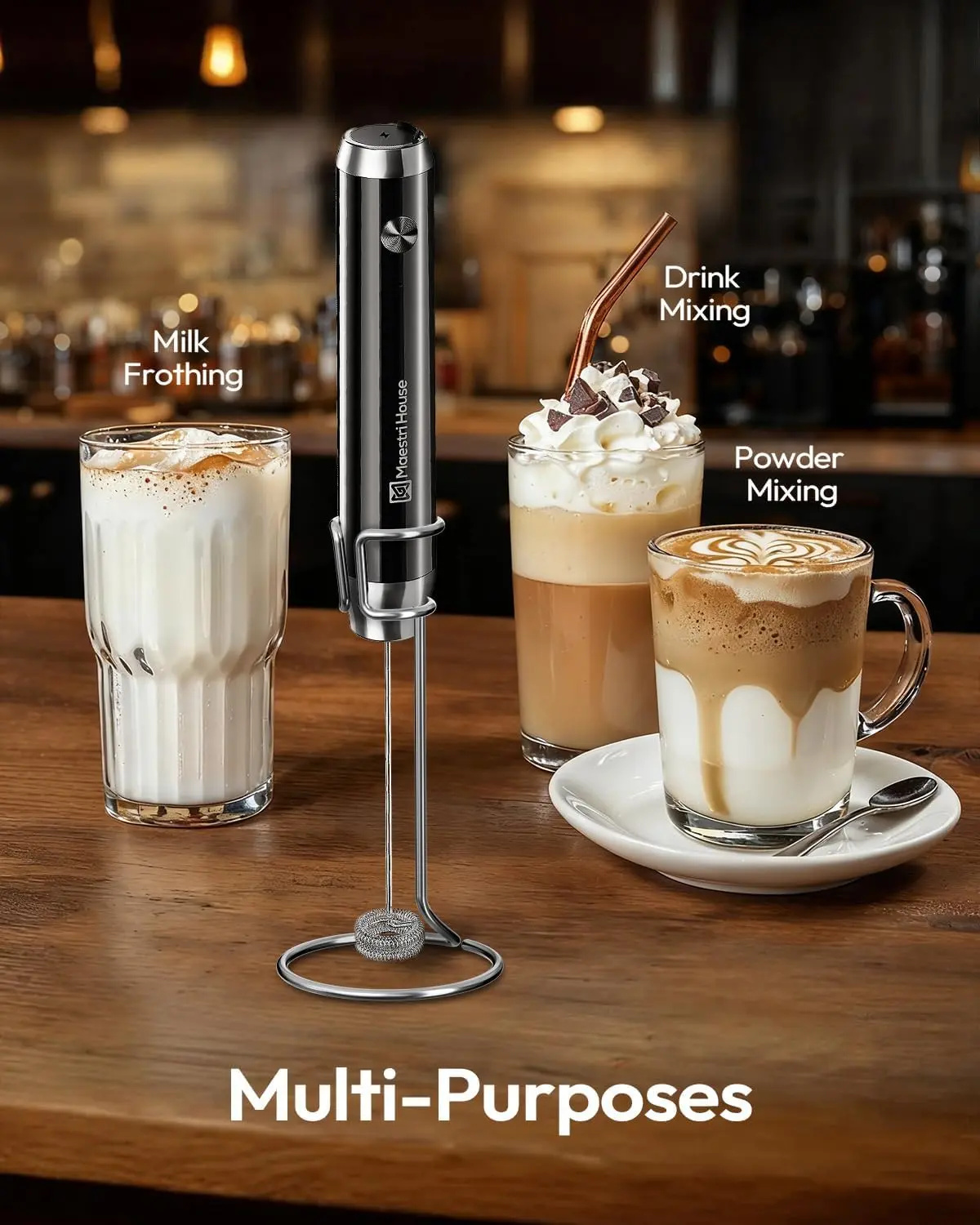 Handheld Milk Frother - USB-C Rechargeable & Waterproof