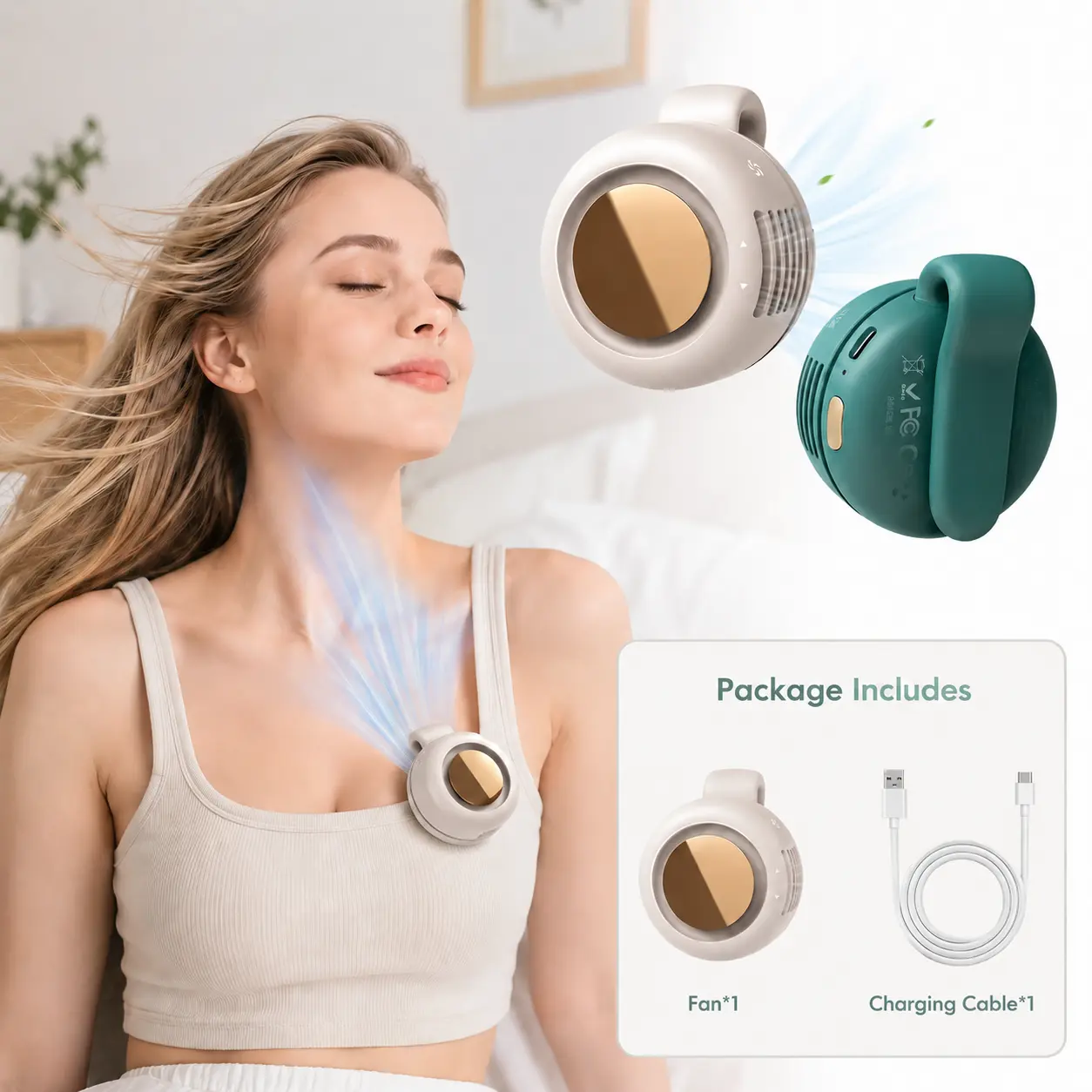 Summervibes Portable Bladeless Electric Fan with Adjustable Speeds