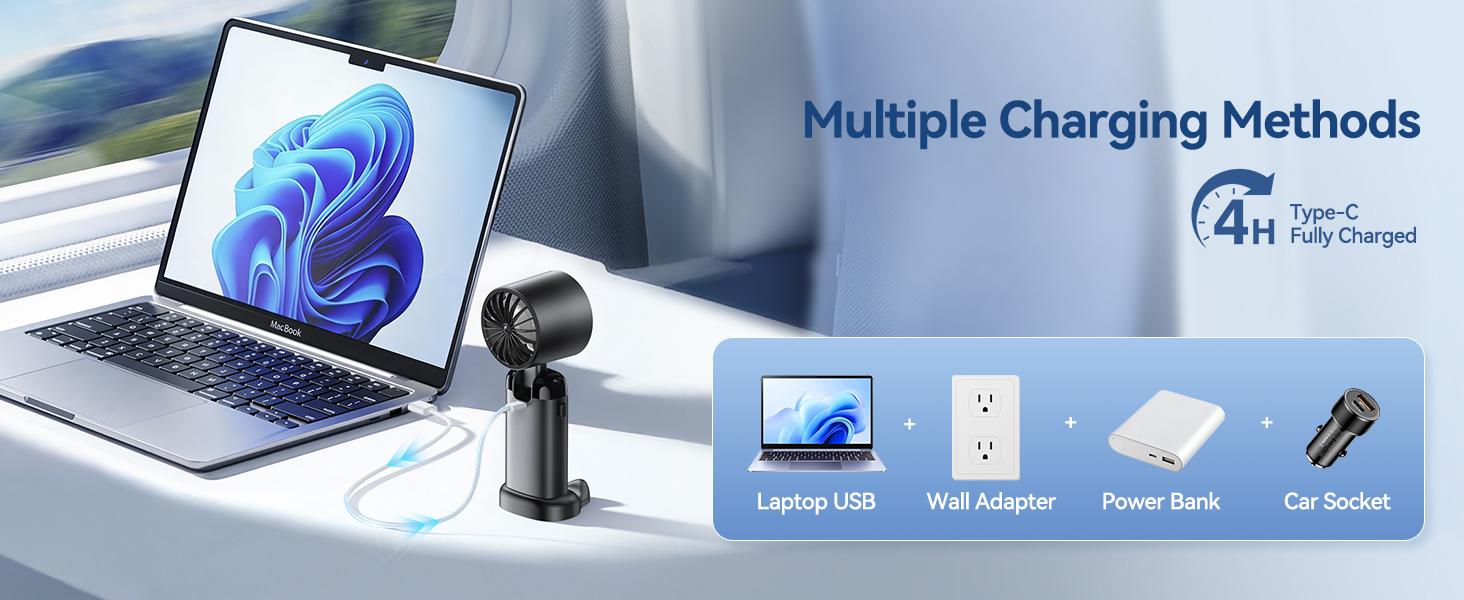 KIMMOO 4-in-1 Handheld Turbo Fan - Adjustable, Rechargeable Wind Cooling Mini Portable Fan with 199 Speed Settings, 21000 RPM High Speed, Digital Display, 120&deg; Rotatable, 12H Long-Lasting USB Charge for Travel, Office Desk Use, Adjustable Turbo Fan summer