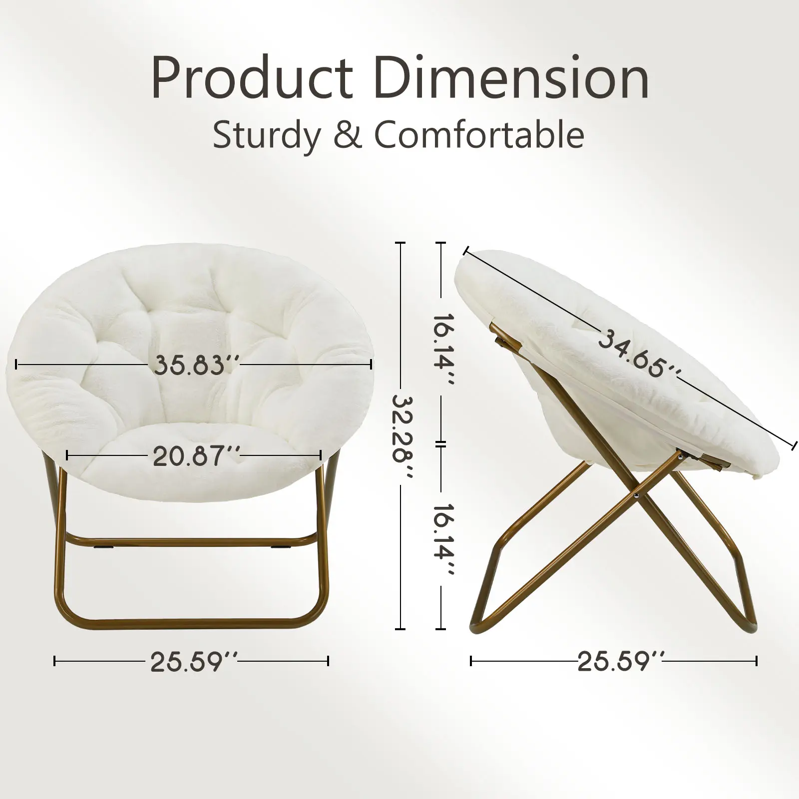 Cozy Faux Fur Saucer Chair - Modern Folding Lounge Furniture