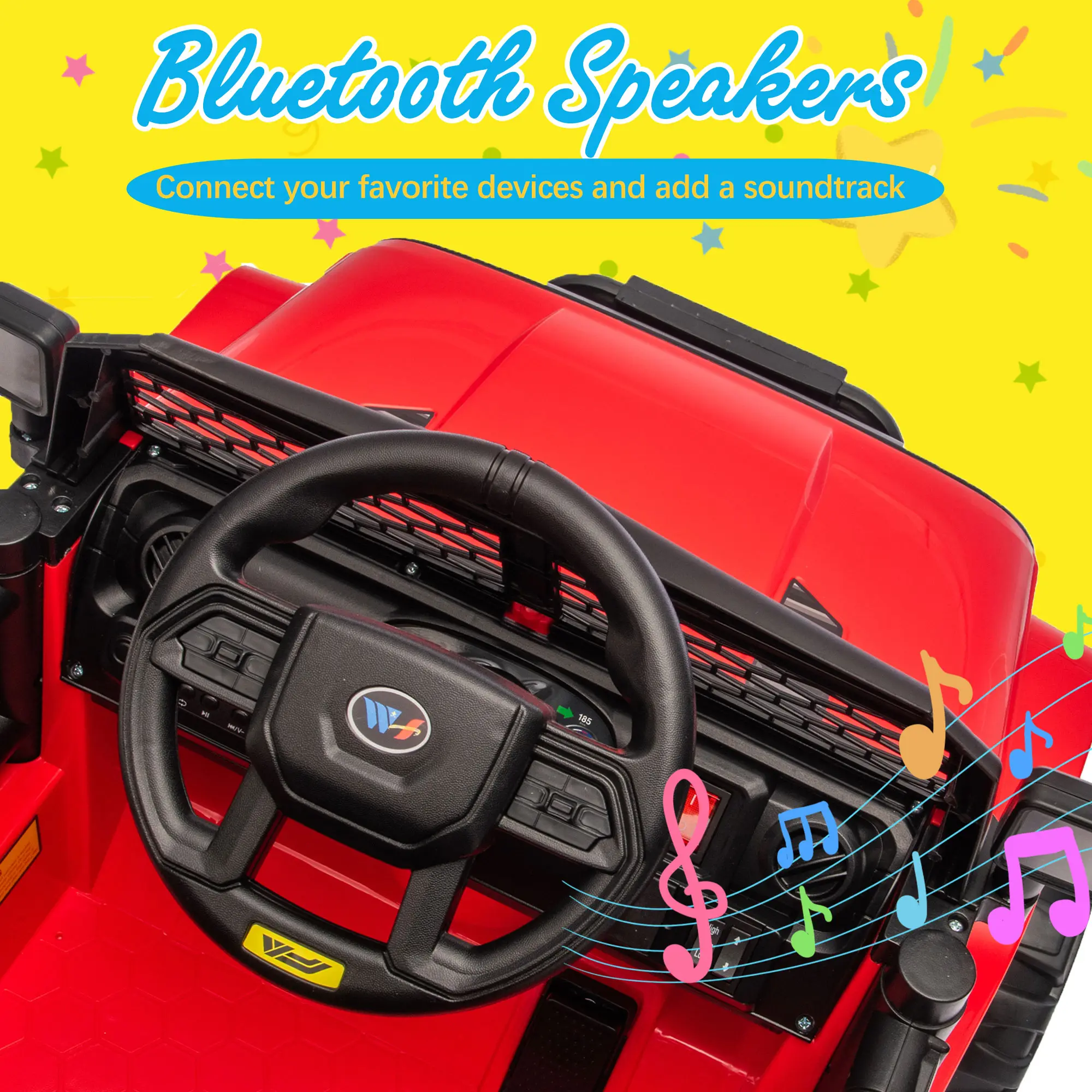 12V Kids Ride On Truck with Parental Control & Bluetooth