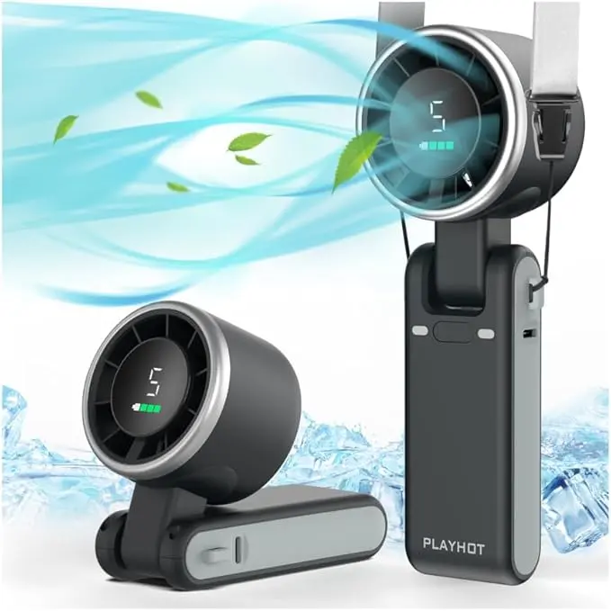 PLAYHOT N607 Portable Handheld Turbo Fan - 5 Speed, 4000mAh