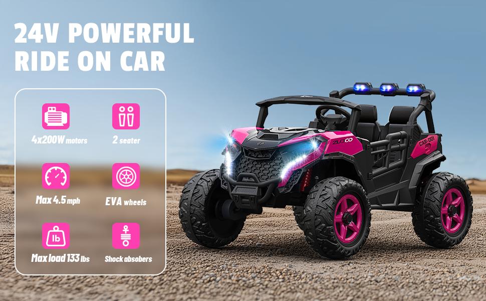 24V 2 Seater Ride on Car Truck, 4x200W, EVA Tires, 4WD/2WD, Rainbow Lights, Remote Control, Shock Absorbers, Bluetooth, Ride On UTV Toy for Kids &ndash; #DealsForYouDays