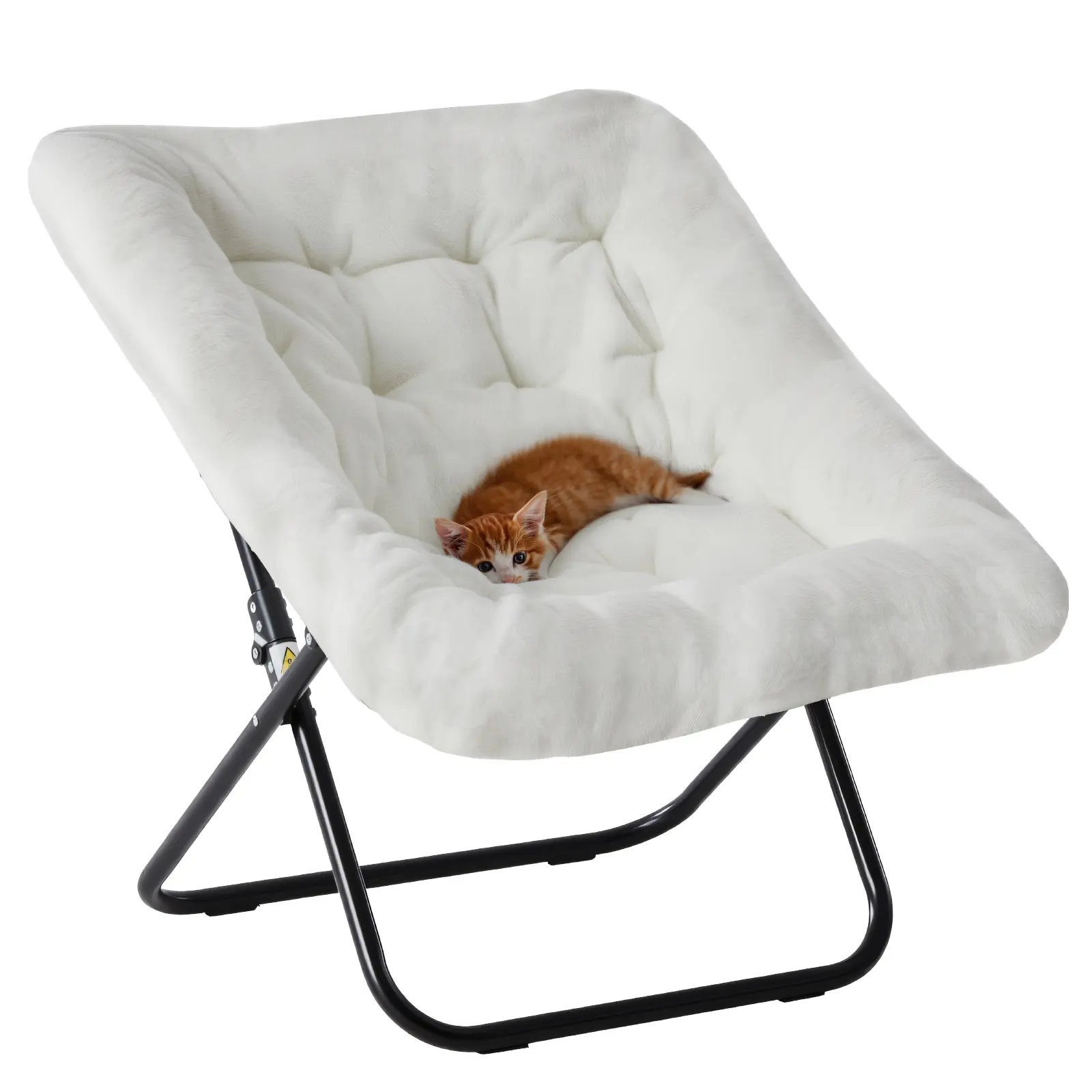 Cozy Faux Fur Saucer Chair - Modern Folding Lounge Furniture