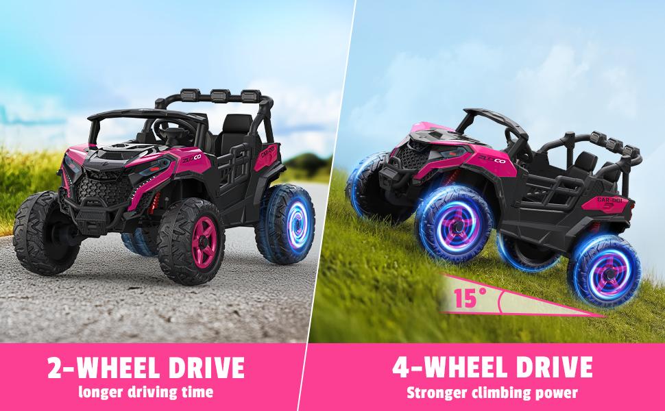 24V 2 Seater Ride on Car Truck, 4x200W, EVA Tires, 4WD/2WD, Rainbow Lights, Remote Control, Shock Absorbers, Bluetooth, Ride On UTV Toy for Kids &ndash; #DealsForYouDays