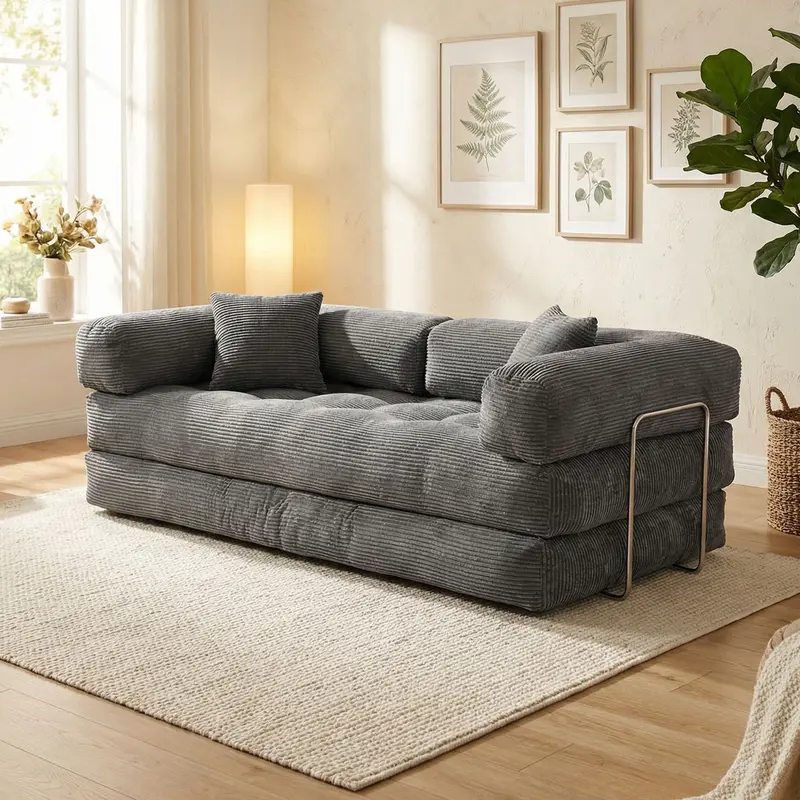 80''foldable boneless indoor sofa - Unassembled leisure furniture with a soft and stress-relieving design, suitable for outdoor and bedroom use.