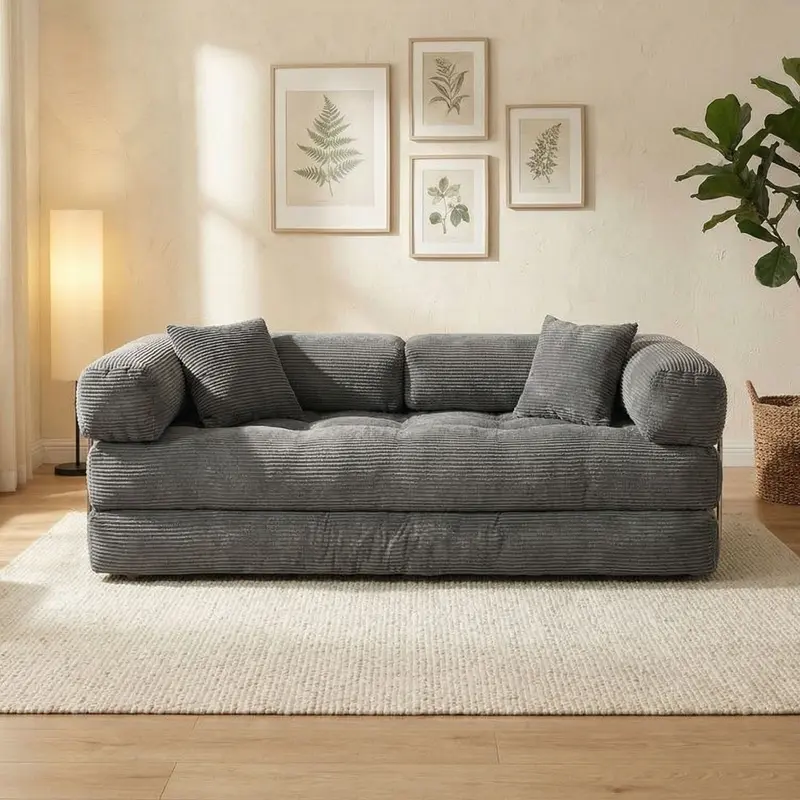 80''foldable boneless indoor sofa - Unassembled leisure furniture with a soft and stress-relieving design, suitable for outdoor and bedroom use.