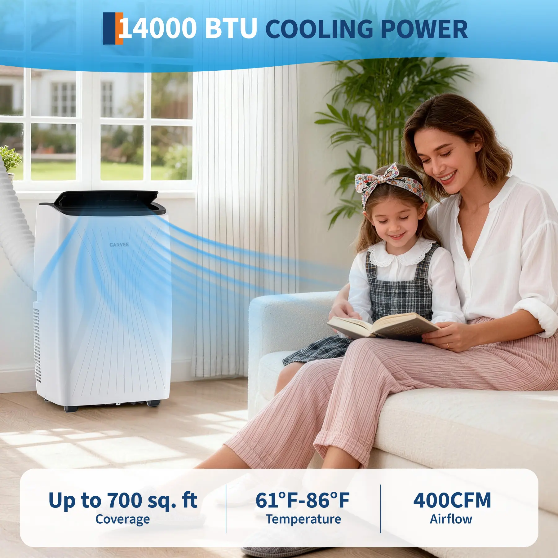Garvee Portable Air Conditioner 14K BTU 6-in-1 w/ Remote