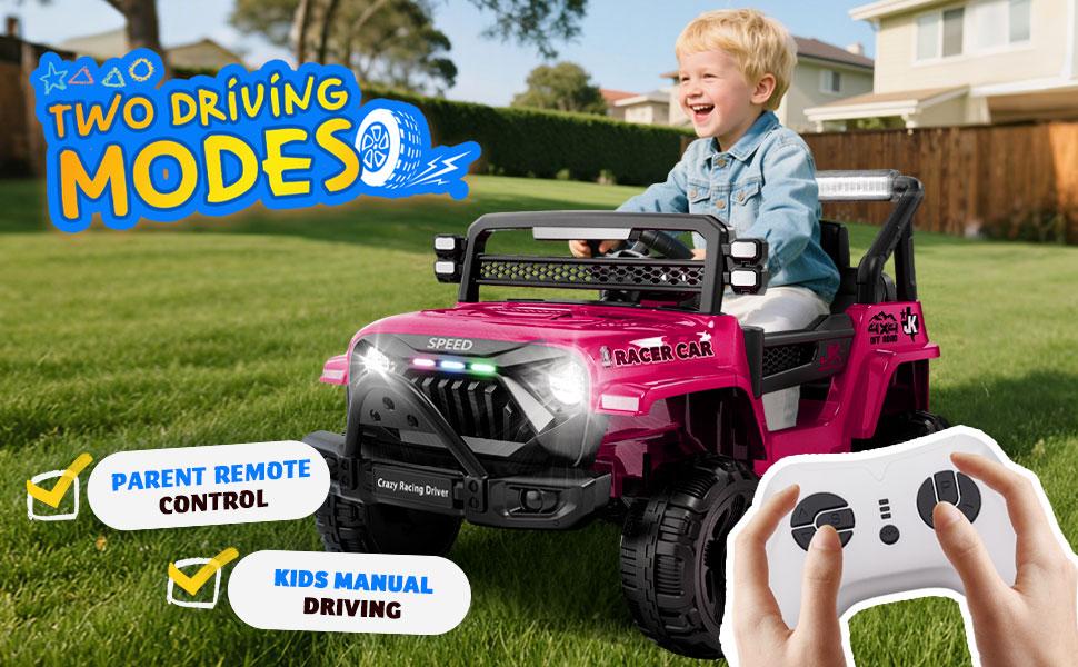 12V Kids Ride On Electric Truck Car W/Parents Control,2WD,Four-wheel suspension,Early education function,Adjustable volume,USB,MP3,Bluetooth,Microphone jack,Power display,LED lights For kids aged 1-4. summerwins, Kids Outdoor Play, Toddler Gifts
