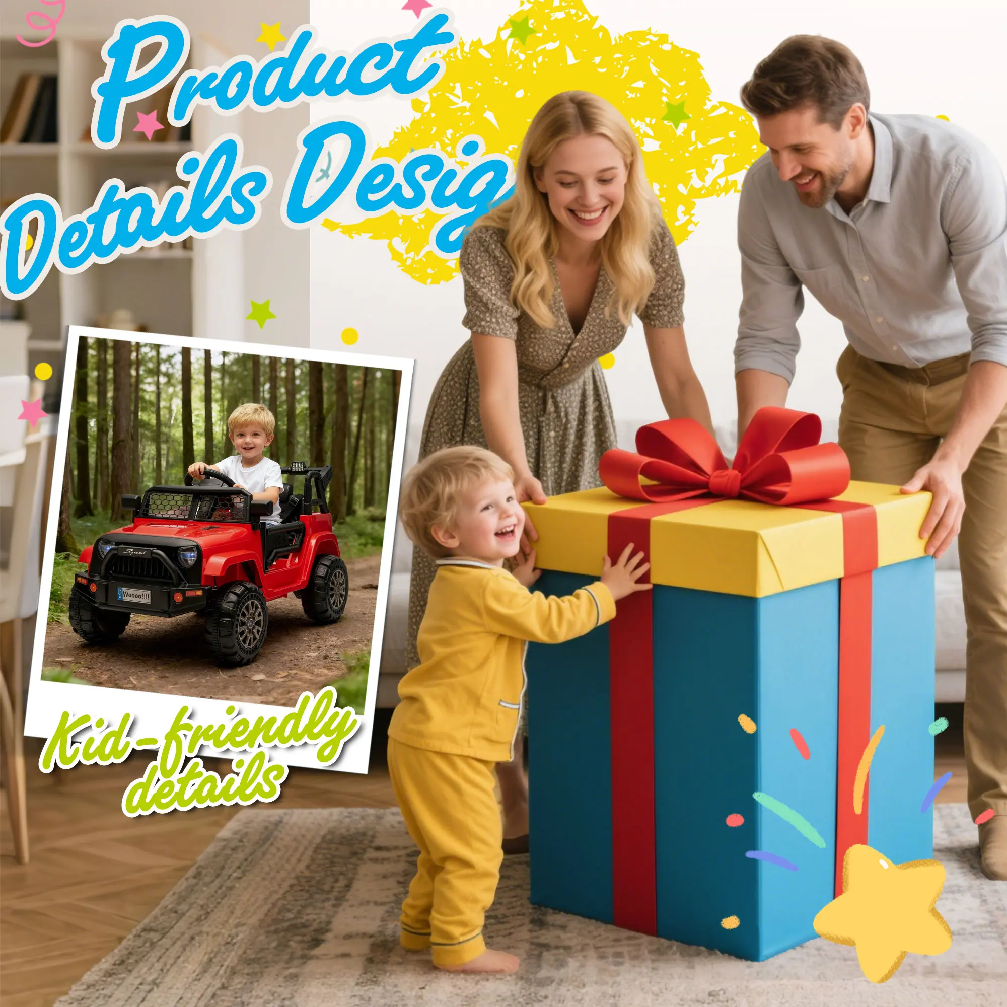 12V Kids Ride On Truck with Parental Control & Bluetooth