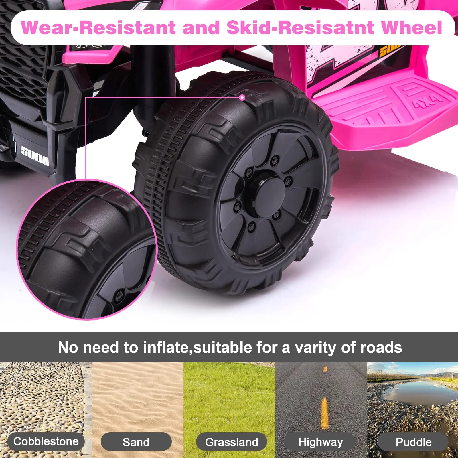 Bobike 6V Electric Kids ATV Quad Pink with Headlights