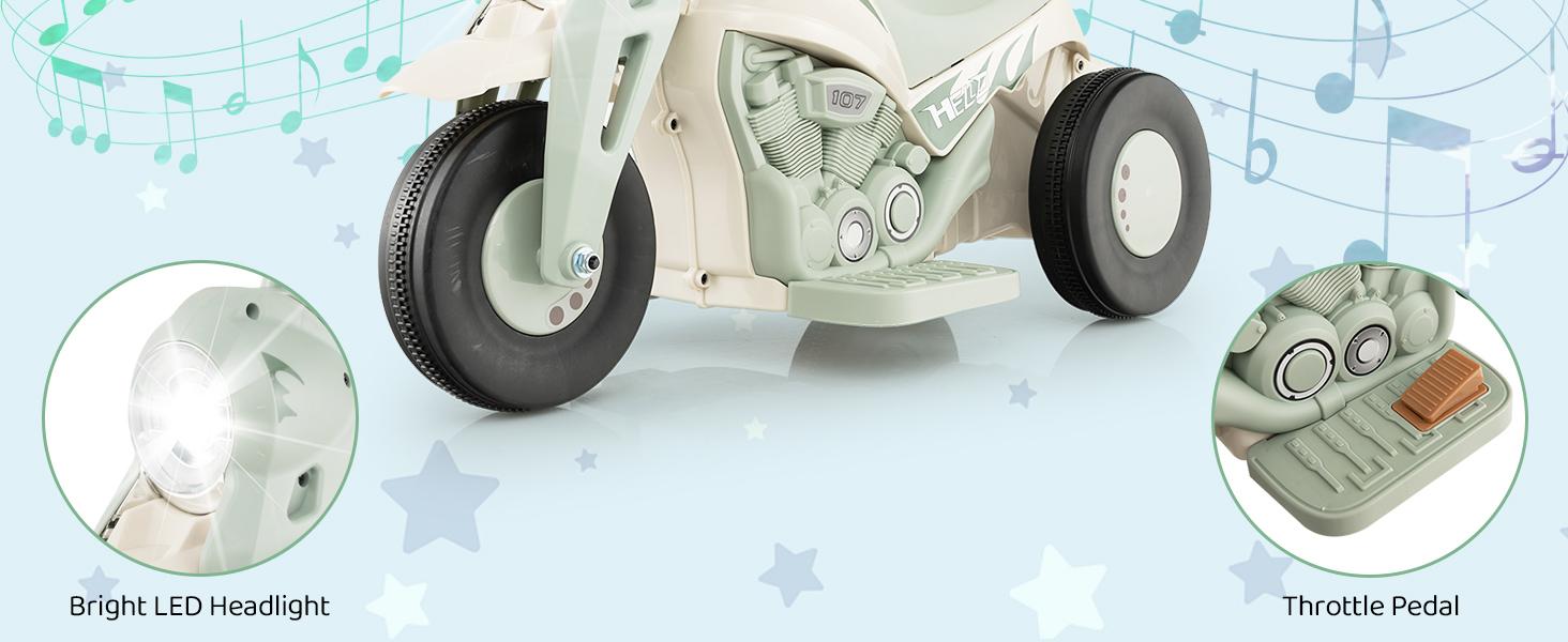 Costzon 6V Battery-Powered 3-Wheel Electric Bubble Trike - Toddler Motorcycle, Ride-On Bike, Tricycle for Toddlers with Bubble Maker, Music, LED Headlight, Forward-Backward Function, Outdoor Toy Gift