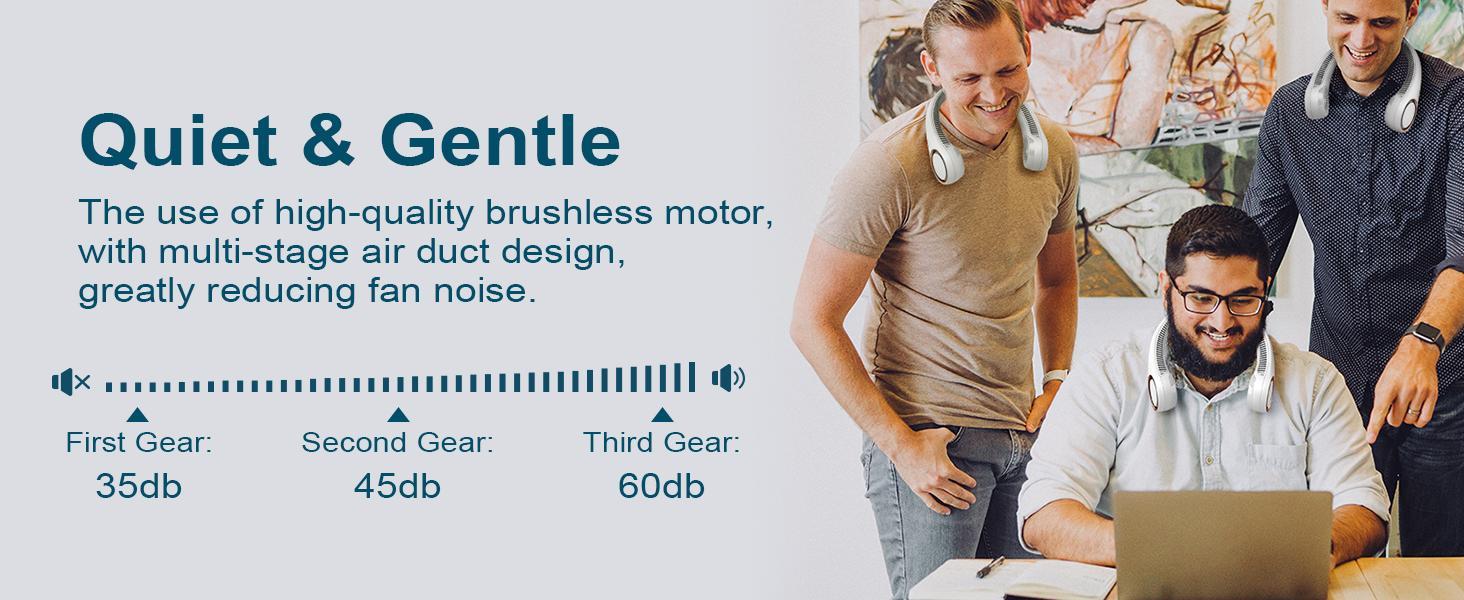 PQRQP Hands-Free Neck Fan - Bladeless Rechargeable Cooling Fan for Car, ABS+Silicone Household Appliance, 4-16h Run, Cools Face/Neck/Shoulders, Ideal for Driving, Outdoors, Gifts for Him,dorm essentials,home essentials