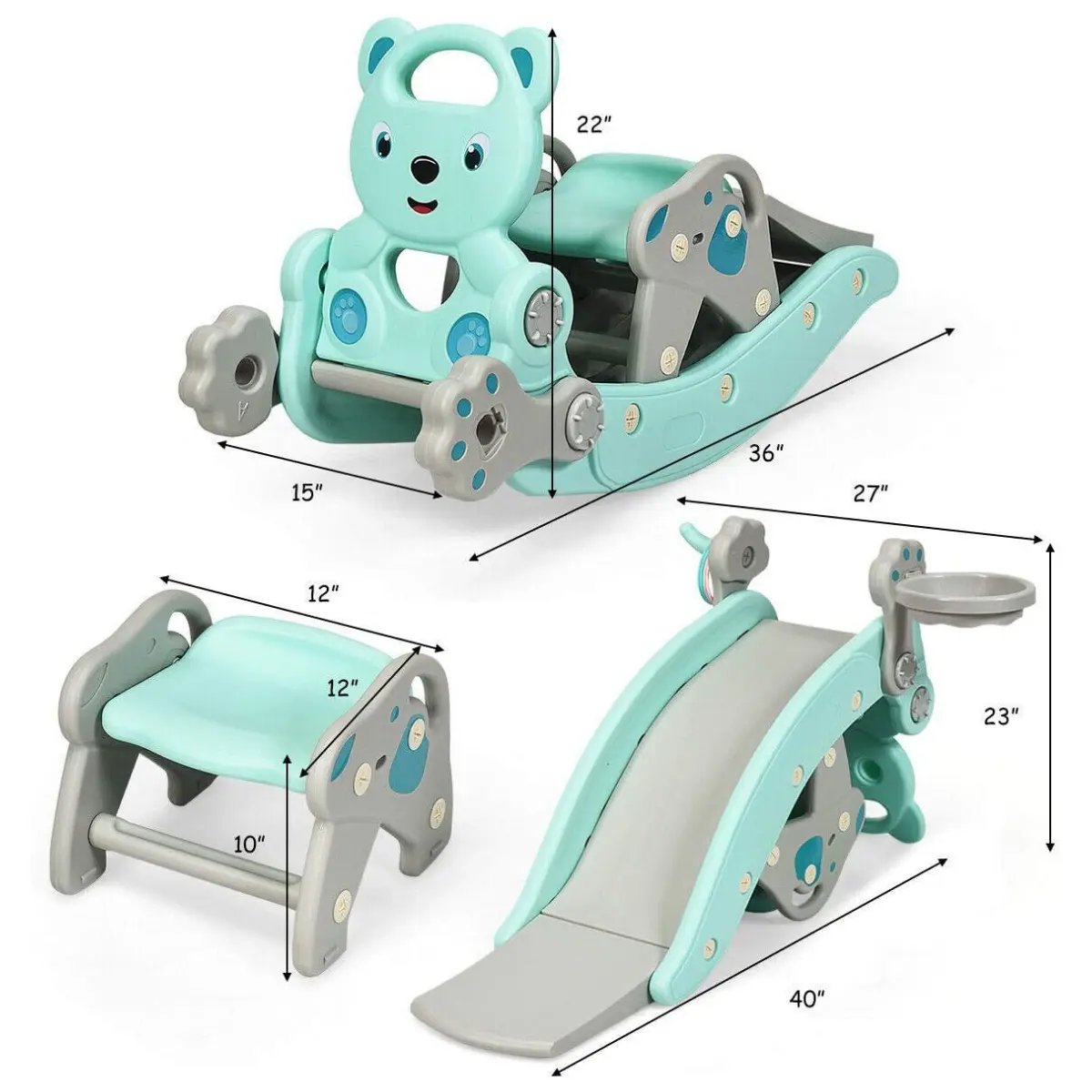 Costzon Slide Rocking Playset with Basketball Hoop