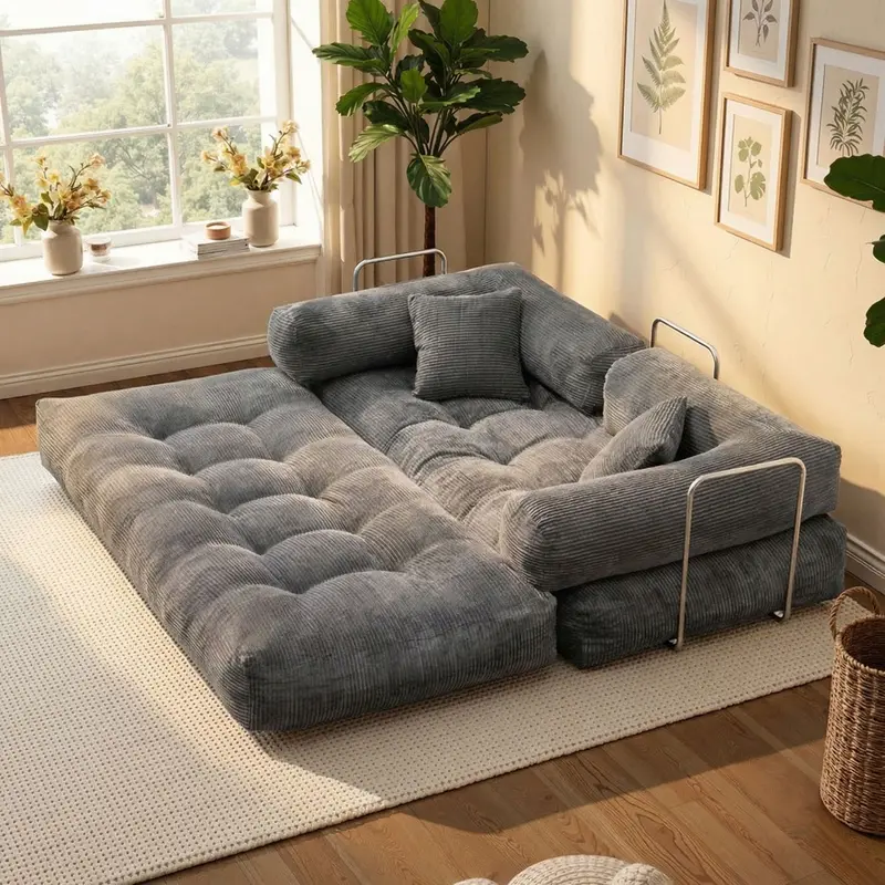 80''foldable boneless indoor sofa - Unassembled leisure furniture with a soft and stress-relieving design, suitable for outdoor and bedroom use.