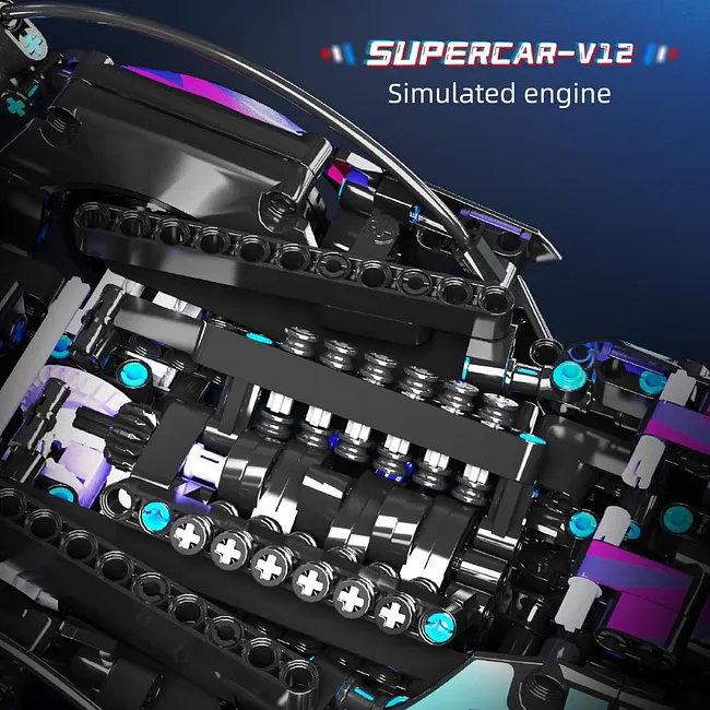Mesiondy Cyberpunk V12 Hypercar Building Kit – 1039 PCS Premium Brick System | Italian Supercar Technic Model | Scissor Door & Active Wing Detail