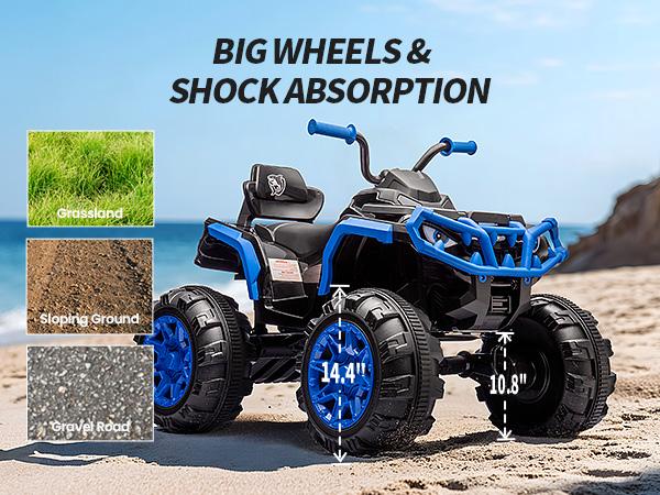Hikiddo Shark Kids ATV 4 Wheeler, 24V 4WD Electric ATV Ride On Toy for Big Kids, 4X200W Motor, 5.6Mph Max Speed