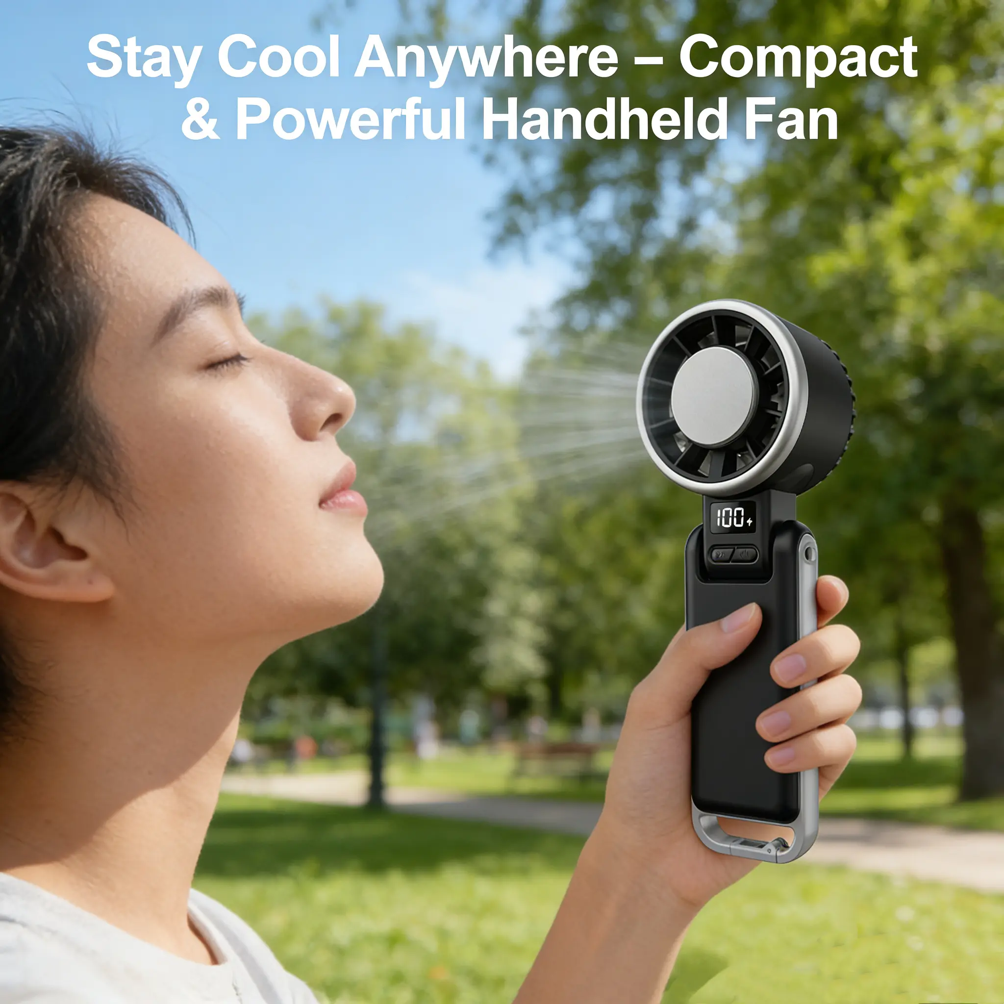 2026 Portable Handheld Fan with 100 Speed Levels and Foldable Design