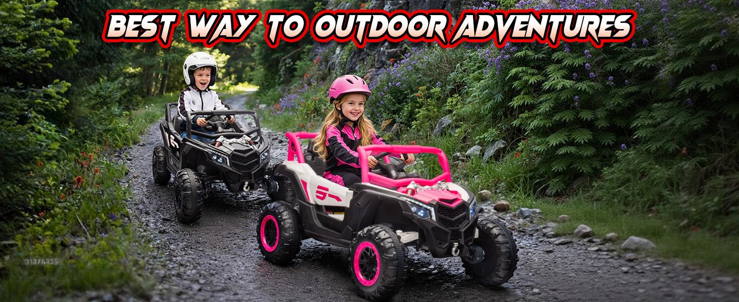 JOYRACER 4WD 24V Ride on UTV for Kids, 28"Wx43"Lx25"H, 2 Seater 4 Wheeler Car with 800W Motors, Battery Powered Electric Off-Road Vehicle w/Remote Control, Bluetooth, Spring Suspension, LED Lights, Music, Outdoor Toys Gift for Boys and Girls Aged 3-8