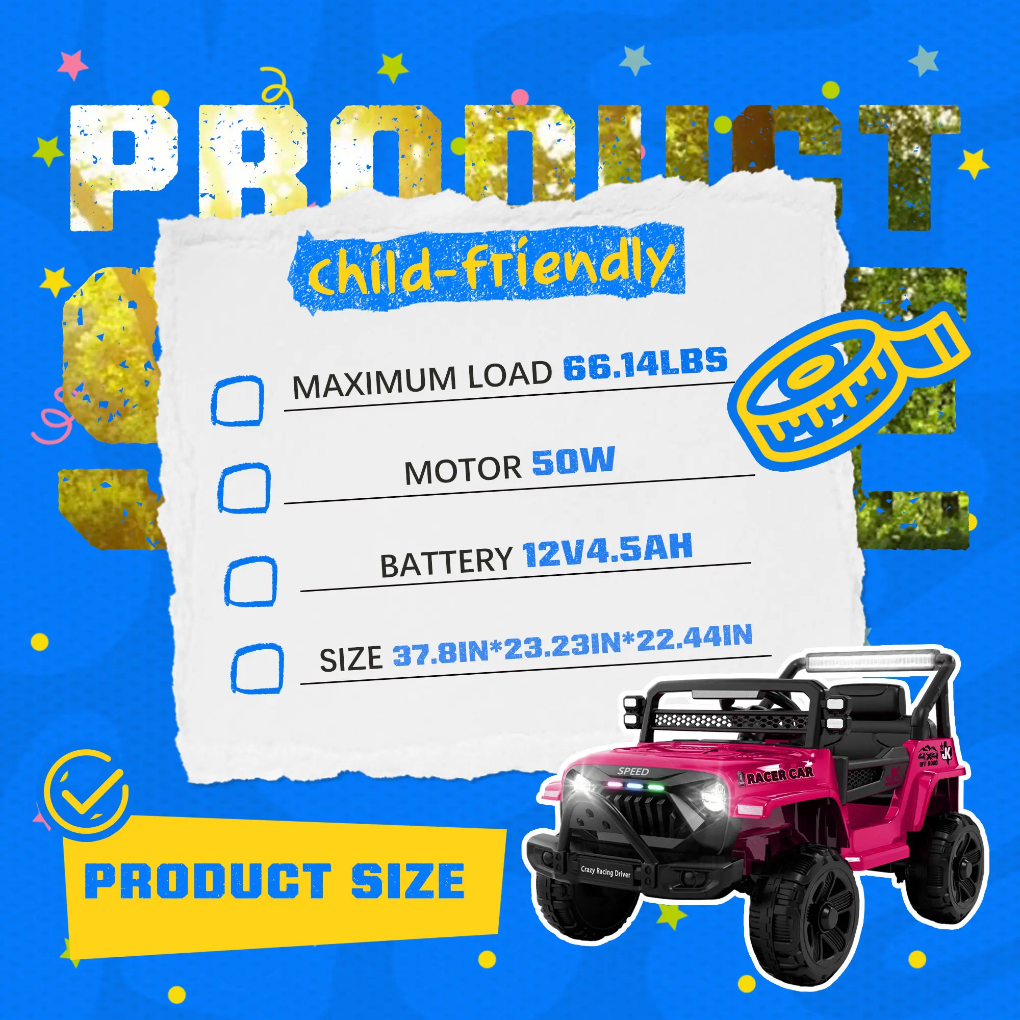 12V Kids Electric Truck with Parental Control & Bluetooth