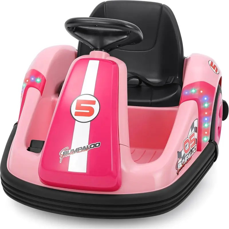 12V Kids Bumper Car with Remote, Big Wheels & LED Lights