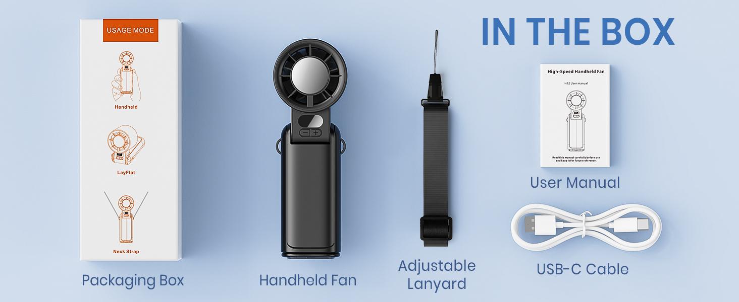 Benazcap Portable Handheld Turbo Fan 21,000 RPM High-Speed Cooling 12hr Battery Life 199 Speed Settings 120° Swivel Digital Display for Outdoor,Travel,Working,Vacation Essentials,SummerVibes