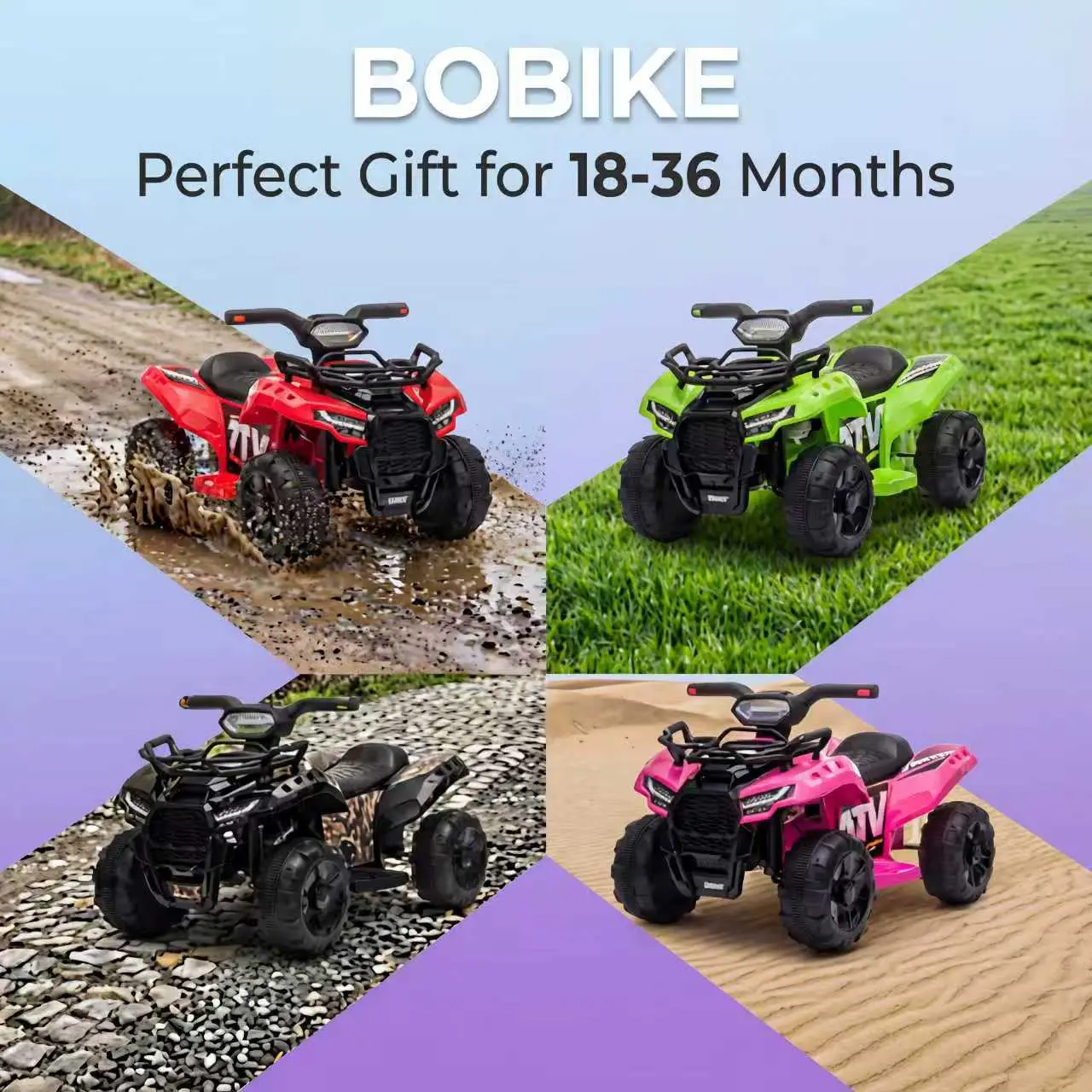 Bobike 6V Electric Kids ATV Quad Pink with Headlights