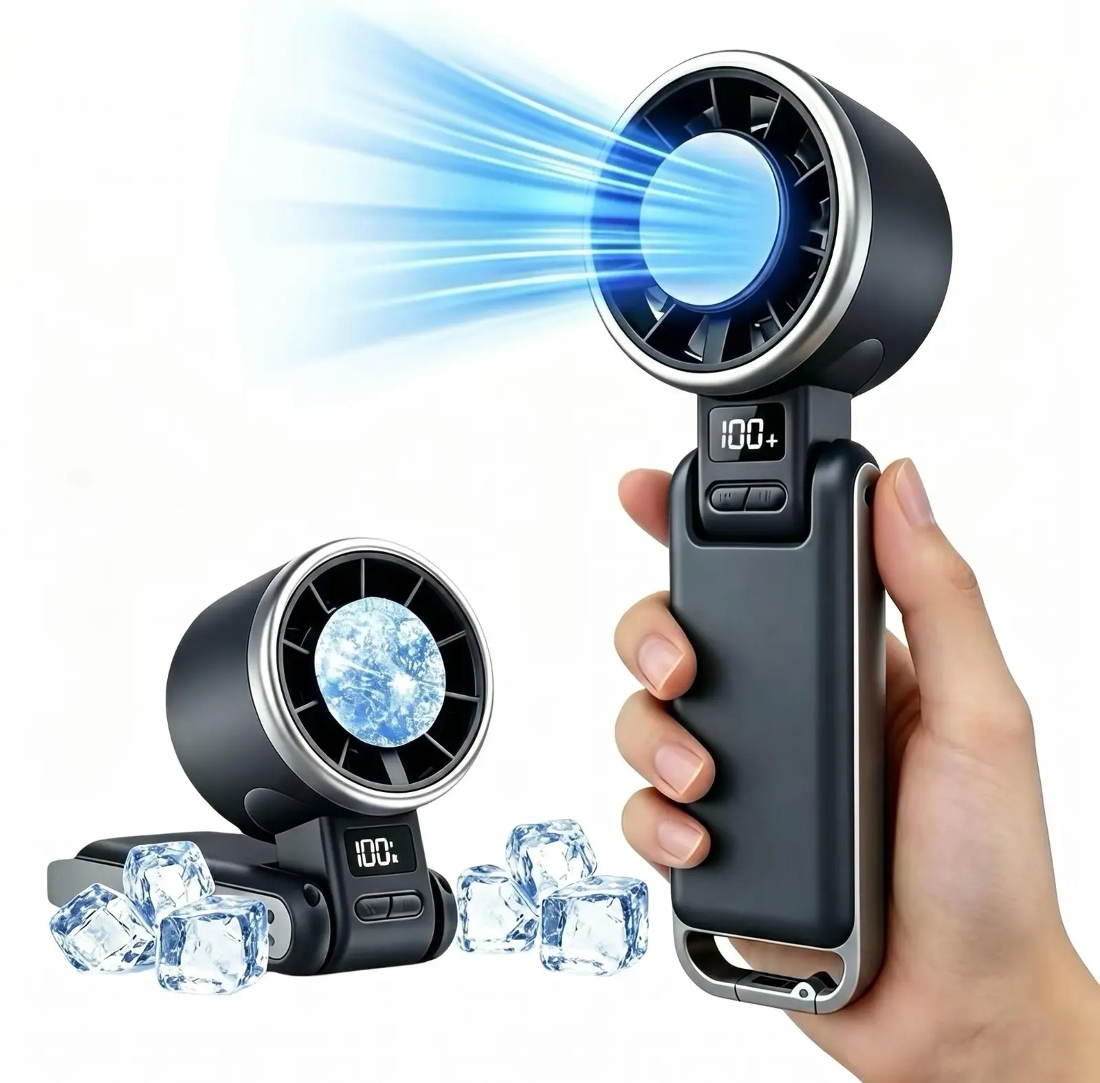2026 Portable Handheld Fan with 100 Speed Levels and Foldable Design