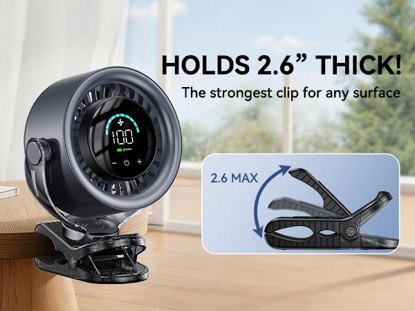 4000mAh Rechargeable Portable Clip on Fan-100-Speed Touch Control, LED Display, 360° Rotate Quiet Turbo Desk Fan, Small Battery Operated USB Fan for Stroller Bed Travel Camping Golf Gym summerwins,dorm essentials,home essentials