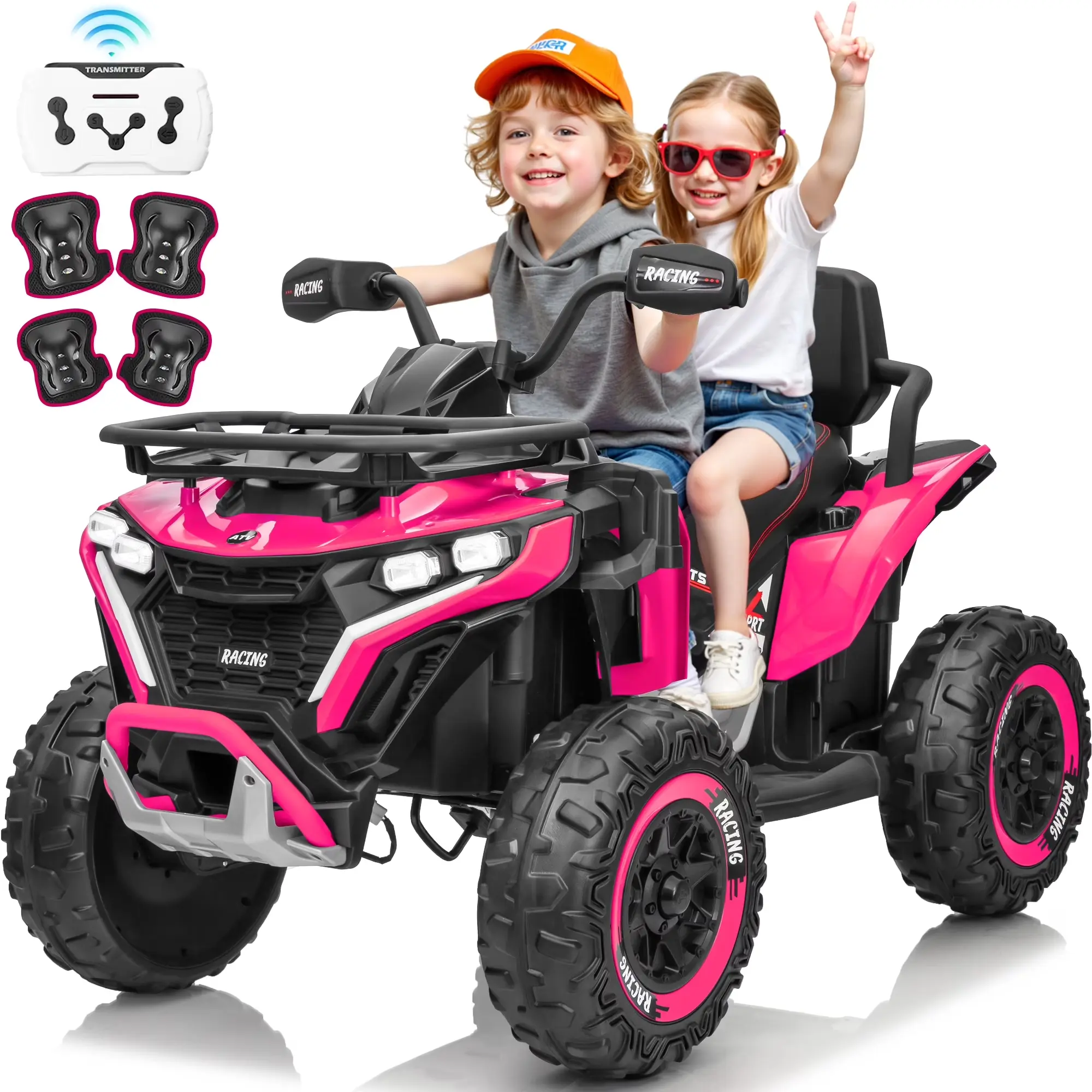JOYRACER 24V Ride on ATV for Kids with Leather Seat & Bluetooth