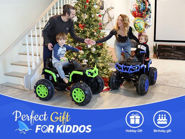 Hikiddo Shark Kids ATV 4 Wheeler, 24V 4WD Electric ATV Ride On Toy for Big Kids, 4X200W Motor, 5.6Mph Max Speed
