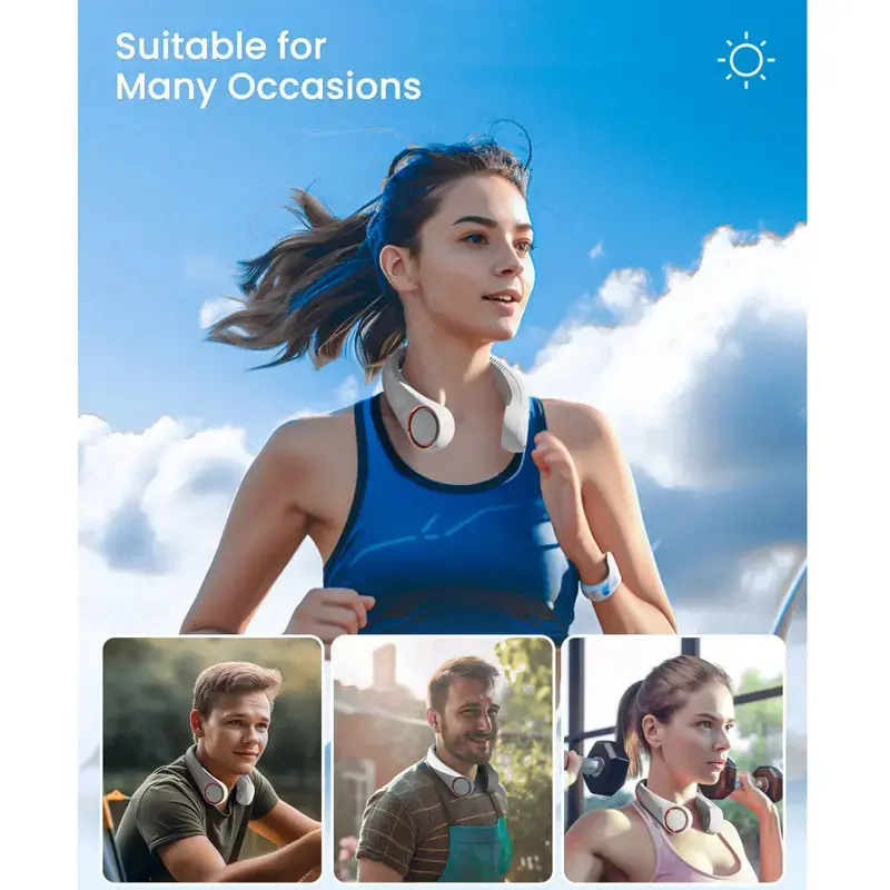 PQRQP Hands-Free Bladeless Neck Fan with 8-Hour Battery