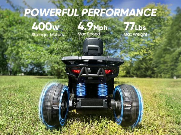 Hikiddo Kids ATV 4-Wheeler, Ride on Toys for Big Kids with 2 Seater Bluetooth Light