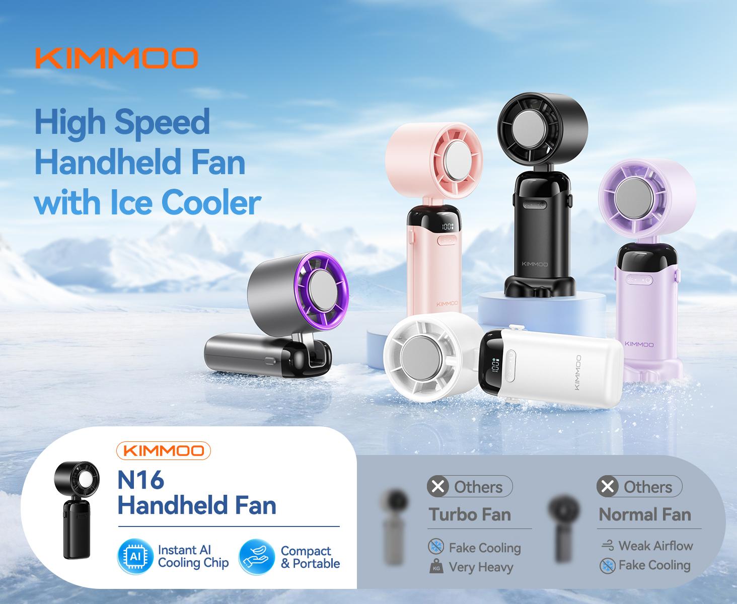 KIMMOO 4-in-1 Handheld Turbo Fan - Adjustable, Rechargeable Wind Cooling Mini Portable Fan with 199 Speed Settings, 21000 RPM High Speed, Digital Display, 120&deg; Rotatable, 12H Long-Lasting USB Charge for Travel, Office Desk Use, Adjustable Turbo Fan summer