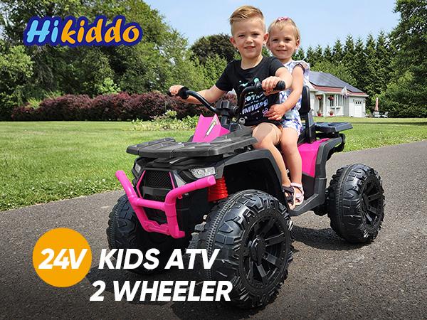 Hikiddo Kids ATV 4-Wheeler, Ride on Toys for Big Kids with 2 Seater Bluetooth Light